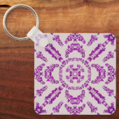 Abstract Purple Orchid Flower Design Pattern Art Sleutelhanger (Voorkant)