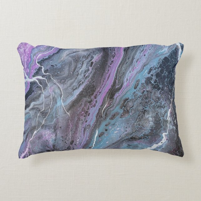 Abstract Purple & Teal Flow Accent Kussen (Voorkant)