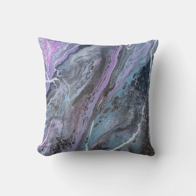 Abstract Purple & Teal Flow Kussen (Voorkant)