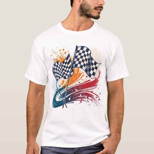 Abstract Racing Flags Logo-ontwerp T-shirt (Voorkant)