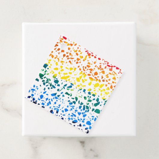 Abstract Rainboogpatroon van Terrazzo Mosaic Bedankjes Labels (In situ)