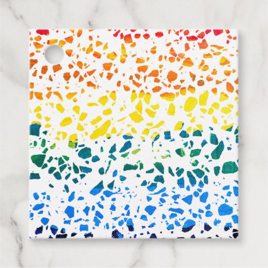 Abstract Rainboogpatroon van Terrazzo Mosaic Bedankjes Labels (Voorkant)