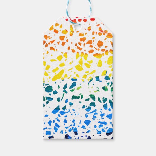 Abstract Rainboogpatroon van Terrazzo Mosaic Cadeaulabel (Voorkant)