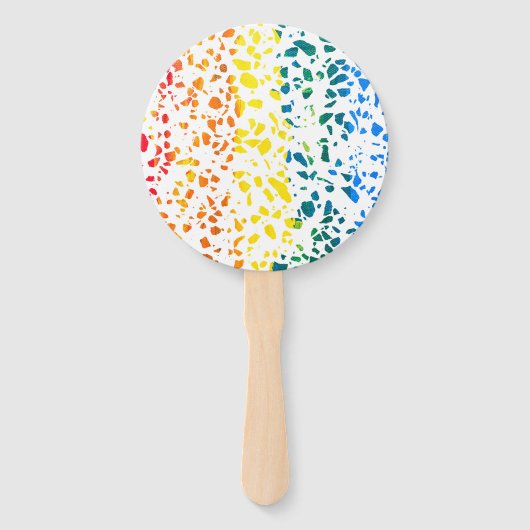 Abstract Rainboogpatroon van Terrazzo Mosaic Handwaaier (Achterkant)