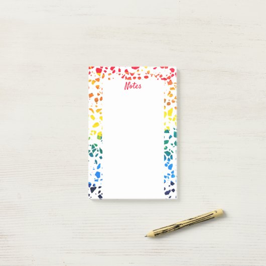 Abstract Rainboogpatroon van Terrazzo Mosaic Post-it® Notes (Op bureau)
