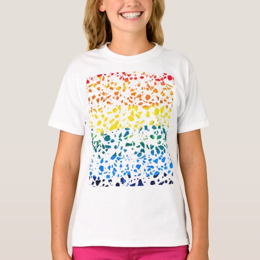 Abstract Rainboogpatroon van Terrazzo Mosaic T-shirt (Voorkant)