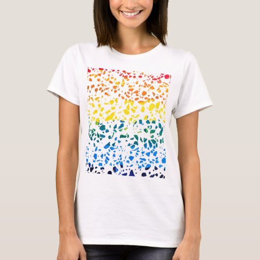 Abstract Rainboogpatroon van Terrazzo Mosaic T-shirt (Voorkant)