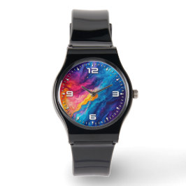 Abstract Rainbow Acrylic Paint Colors Artist Horloge