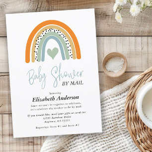 Abstract Rainbow Boy Baby shower per post Kaart