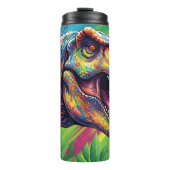 Abstract Rainbow T-Rex Roaring Art Thermosbeker (Voorkant)