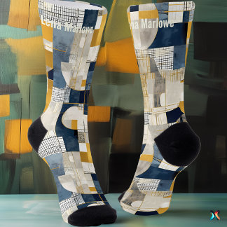 Abstract raster en cirkelpatroon moderne gewoonte sokken