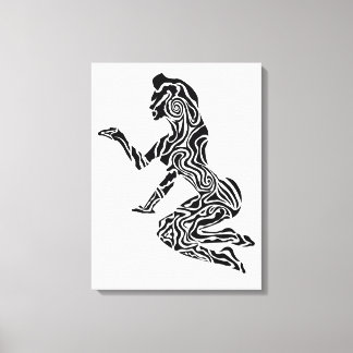 Abstract Rearing Horse Art | Modern Black & White  Canvas Afdruk
