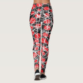 Abstract Red Dots and Tangled White Lines Leggings (Achterkant)
