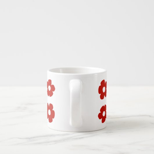 Abstract Red Flower Pattern Espresso Mug (Dos)