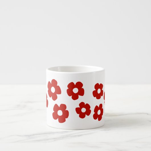 Abstract Red Flower Pattern Espresso Mug (Devant)