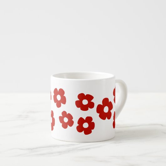 Abstract Red Flower Pattern Espresso Mug (Devant droit)