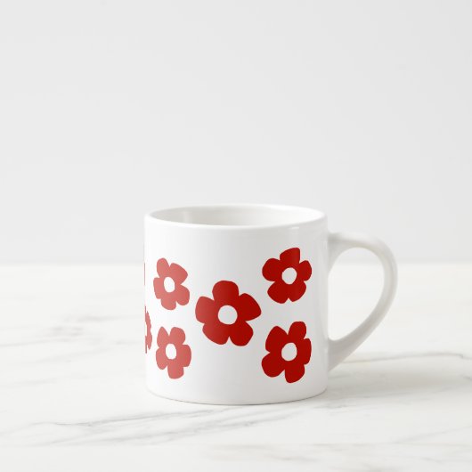Abstract Red Flower Pattern Espresso Mug (Droite)