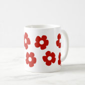 Abstract Red Hand Drawn Flower Pattern Mug (Devant droit)