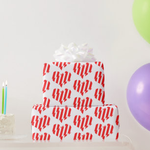 Abstract Red n White Stripes Valentijn Heart Cadeaupapier