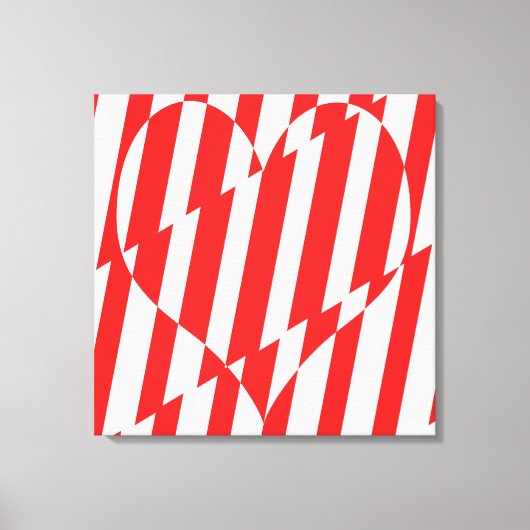 Abstract Red n White Stripes Valentijn Heart Canvas Afdruk (Voorkant)