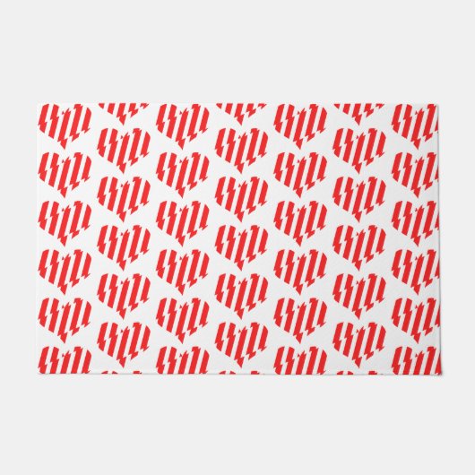Abstract Red n White Stripes Valentijn Heart Deurmat (Voorkant)