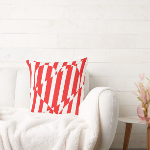 Abstract Red n White Stripes Valentijn Heart Kussen