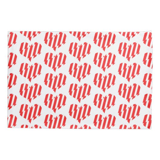 Abstract Red n White Stripes Valentijn Heart Kussensloop (Achterkant-Links)