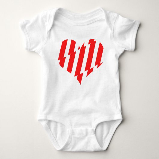Abstract Red n White Stripes Valentijn Heart Romper (Voorkant)