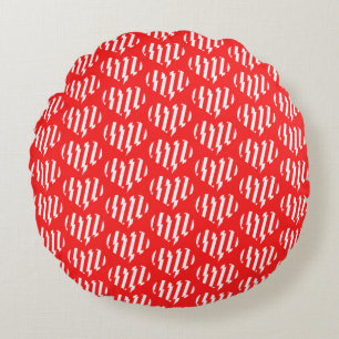 Abstract Red n White Stripes Valentijn Heart Rond Kussen
