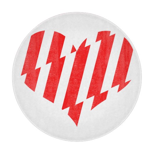 Abstract Red n White Stripes Valentijn Heart Snijplank (Voorkant)