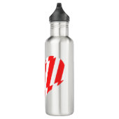 Abstract Red n White Stripes Valentijn Heart Waterfles (Rechts)