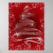 Abstract Red X'mas Tree & Swirls Poster (Voorkant)