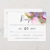 Abstract Regenboog Paarse Bruiloft Briefkaart (Voorkant / Achterkant)