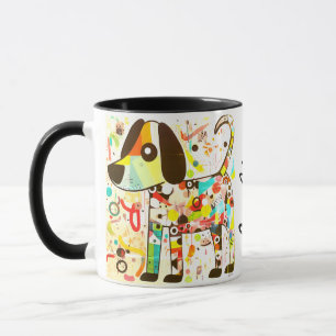Abstract Regenboog Pop Art Hond - Whimsische Geome Mok
