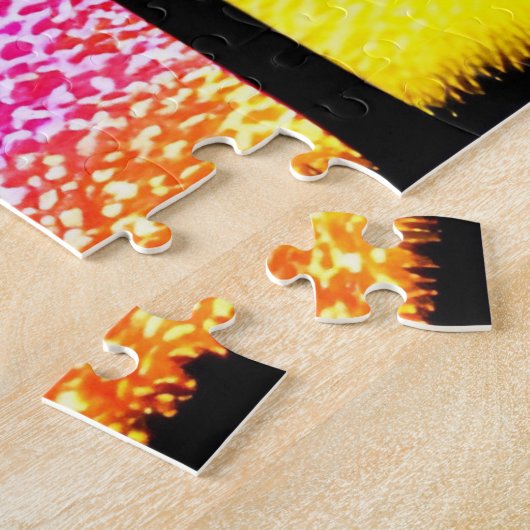 Abstract regenboogbos en zwarte silhouetbomen legpuzzel (Zijkant)