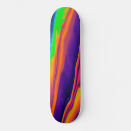 Abstract regenboogholografisch inktpatroon skateboard