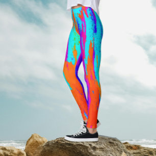Abstract regenboogkleur penseelstreek verfpatroon  leggings