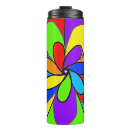 Abstract regenboogkleurig bloemontwerp thermosbeker
