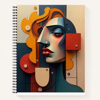Abstract rendering of a woman's face notitieboek