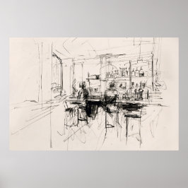 Abstract Restaurant Bar Scene - Poster