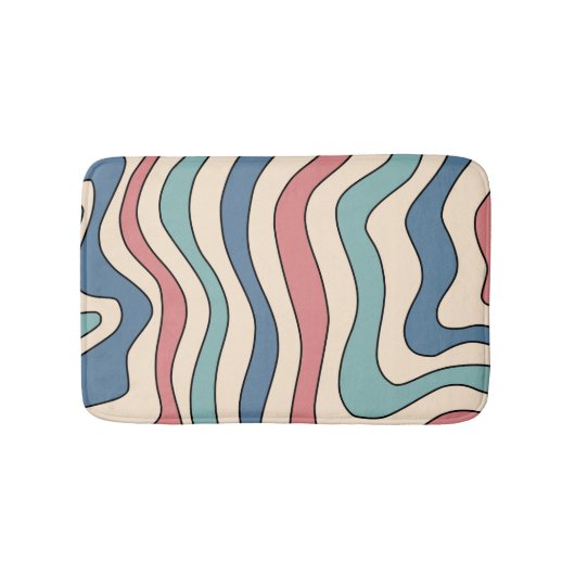 Abstract Retro 70s Marmeren Blauw Rood Groovy Patr Badmat (Voorkant)