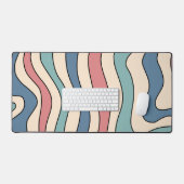 Abstract Retro 70s Marmeren Blauw Rood Groovy Patr Bureaumat (Keyboard & Muis)