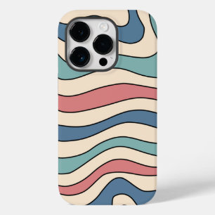 Abstract Retro 70s Marmeren Blauw Rood Groovy Patr Case-Mate iPhone 14 Pro Hoesje