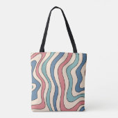 Abstract Retro 70s Marmeren Blauw Rood Groovy Patr Draagtas (Achterkant)