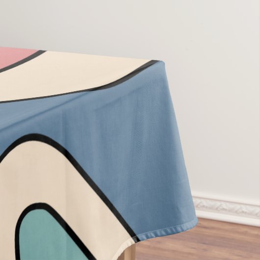 Abstract Retro 70s Marmeren Blauw Rood Groovy Patr Tafelkleed (Voorbeeld)