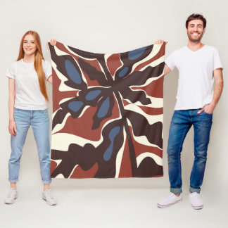 Abstract Retro Blad Motief Fleece Deken
