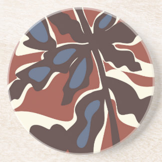 Abstract Retro Blad Motief Zandsteen Onderzetter