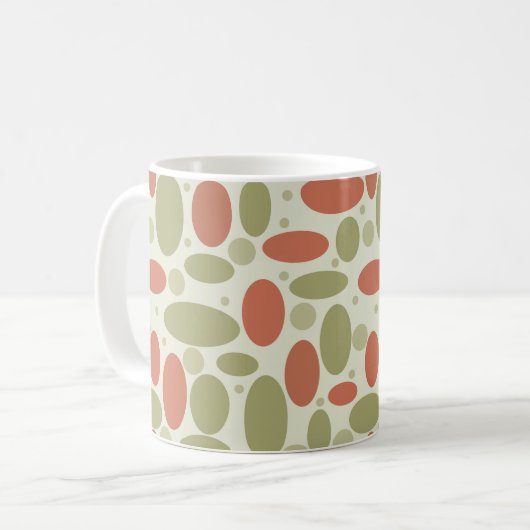 Abstract retro-bruin beige groene zee springsteen koffiemok (Voorkant links)