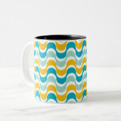 abstract retro-golfpatroon Two-Tone koffiemok Tweekleurige Koffiemok (Voorkant links)