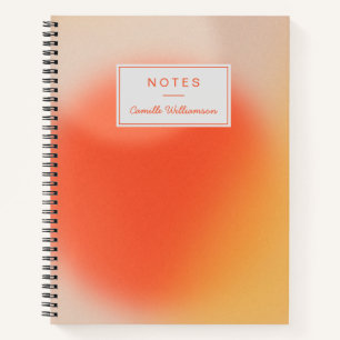 Abstract Retro Gradiënt Oranje Aangepaste Naam Notitieboek